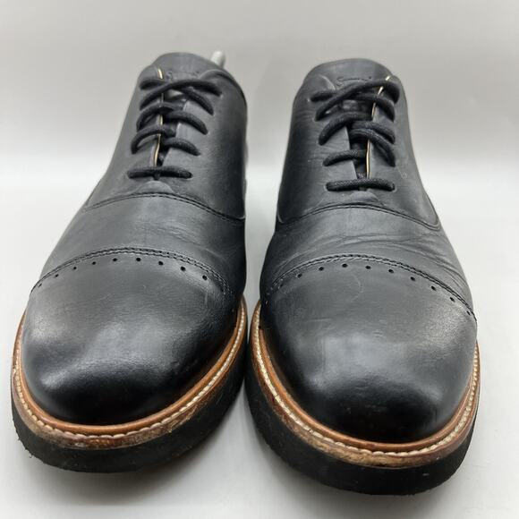 Samuel Hubbard Market Cap Toe Oxford Men Size 10 Black Leather Comfort Low Shoes - Picture 2 of 9